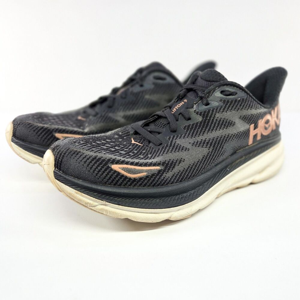 HOKA Clifton 9 Black Rose Gold Women’s Size 8.5 1127896-BRGL Running Shoes